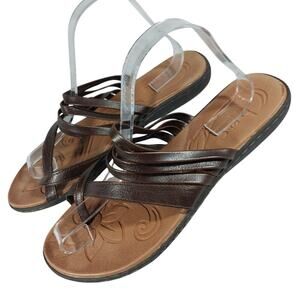 BOC! CUTE CHOCOLATE BROWN VEGAN LEATHER MULTI STRAP TO TOE SANDALS! SZ 10M